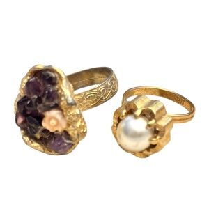 Set of two beautiful and unique adjustable rings